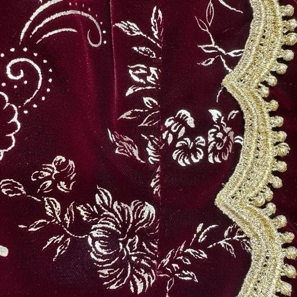 Vtg 80s J McClintock Blazer Burgundy Gold Velvet Victorian Regencycore Boho - Picture 5 of 16